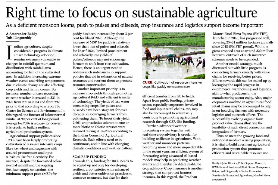 Right time to focus on sustainable agriculture