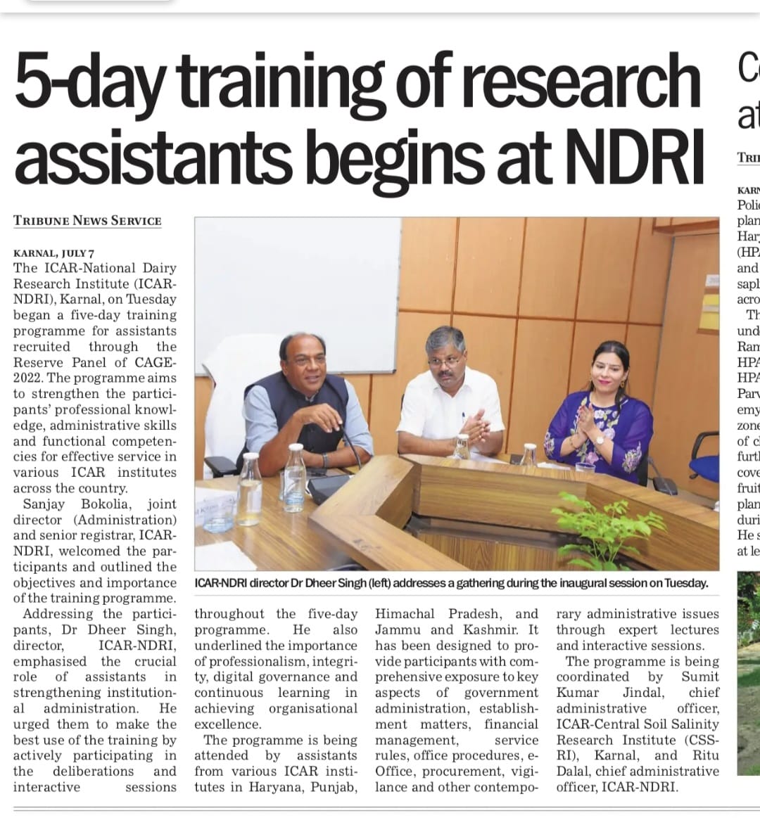 5-day training of research assistants begins at NDRI