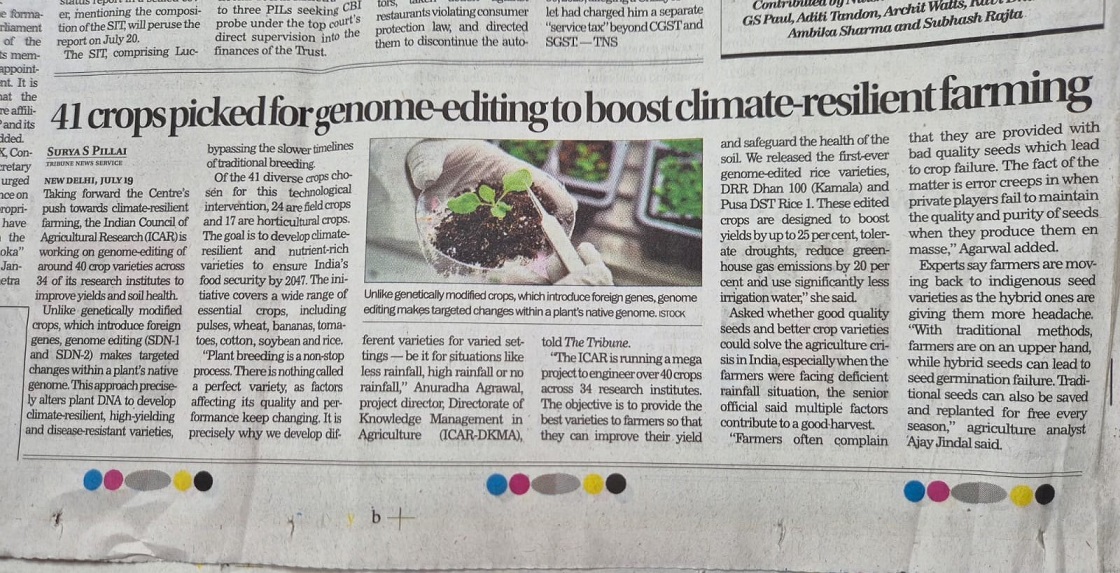 41 crops picked for genome-editing to boost climate-resilient farming