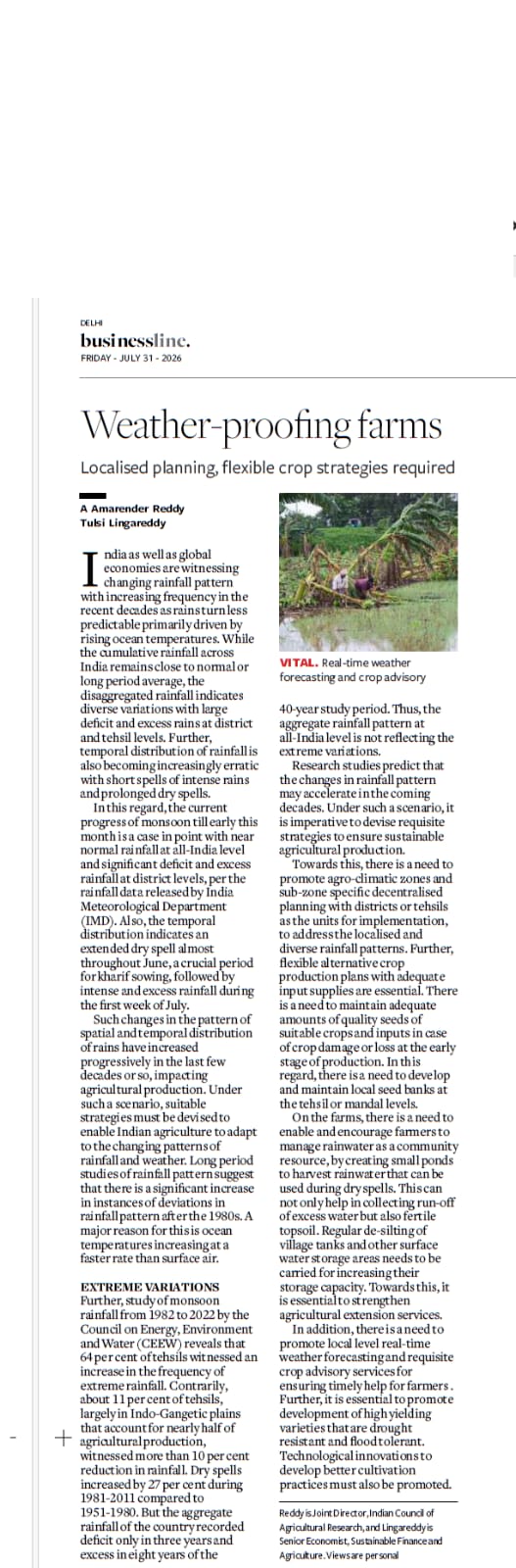 Weather-proofing farms Localised planning, flexible crop strategies required