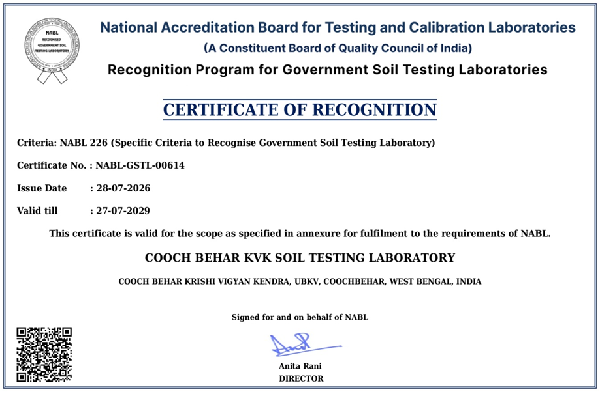 KVK Cooch Behar Soil Testing Laboratory Conferred Prestigious NABL Recognition, Setting a New Benchmark in Agricultural Quality Assurance